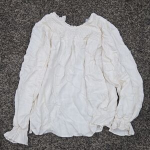 Elegant White Smocked Women's Top